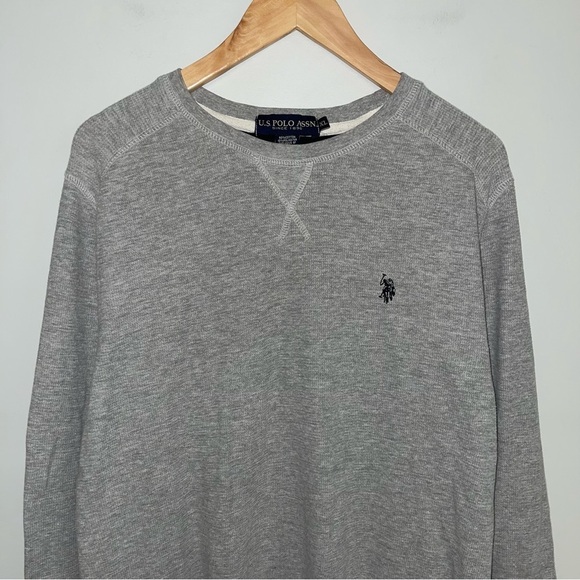 U.S. Polo Assn. Crew Neck Thermal Men's Size XL Grey Heather Long Sleeve Vintage - Picture 3 of 9